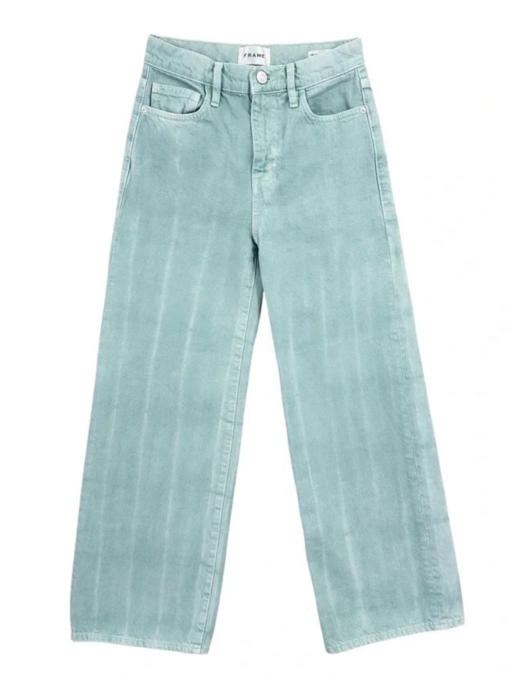 Frame Le Jane Wide-Leg Crop High Rise Denim Jeans, Light Bleached Aqua Green, 30